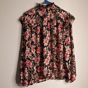 Maurices Floral Blouse - Black and Pink